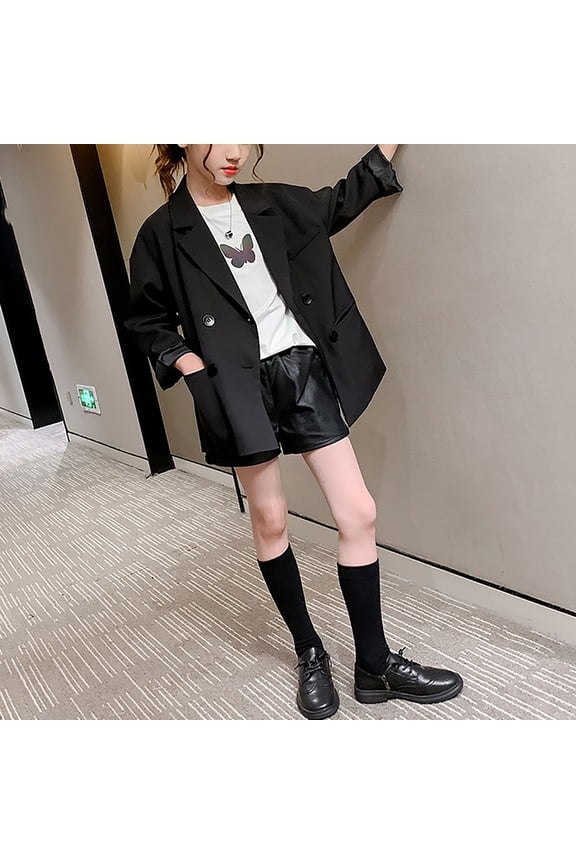 Girls Outerwear Jackets Casual Solid Color Long Sleeve Blazer For Kids 4 15 Years Old Spring Fall Stylish Dailywear
