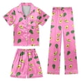 thumbnail image 1 of JIAYUE Girls Outfit Sets Children's Casual Buttons Fruit Print Lapel Short Sleeve Pocket Shirts Elastic Waist Shorts Leisure Pants Cozy 3 Piece Clothes Sets For Kids, 1 of 2