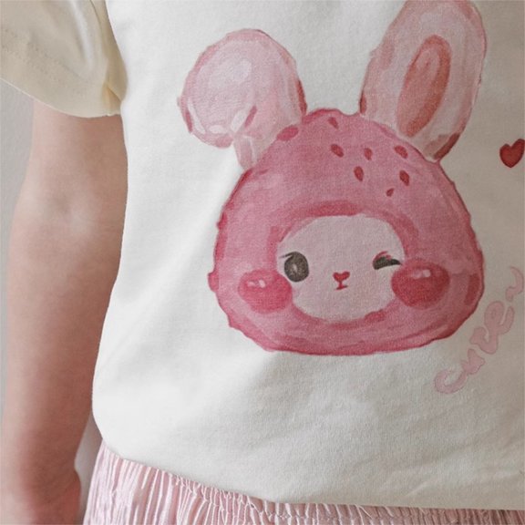 JIAYUE Girls Sleeveless Tops Cotton Tee Cartoon Print Flutter Sleeve Cute For Toddler Fashion Outfit