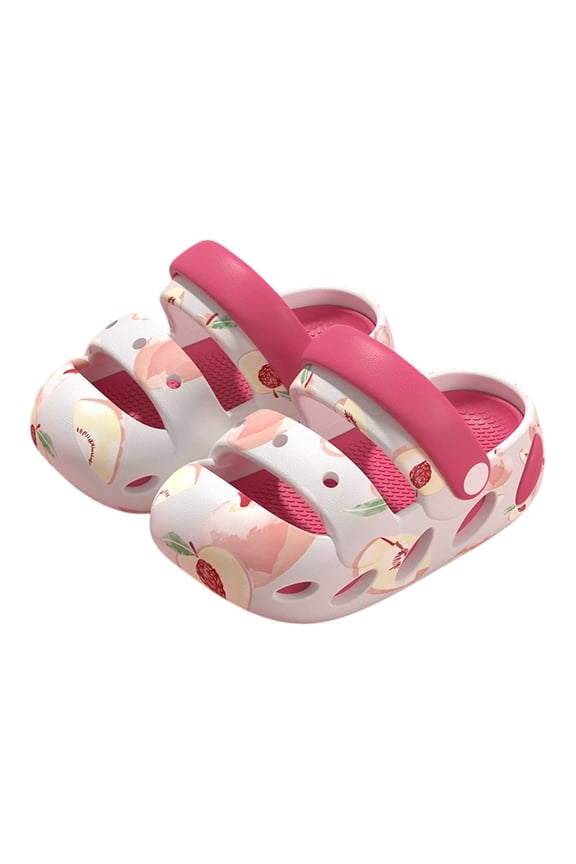 Girls Summer Flatform Sandals Soft Sole Cozy Slip-On Adorable Fruit Pattern Beach Open Toe Outdoor Play Non-Slip Shoes For Toddler And Youth