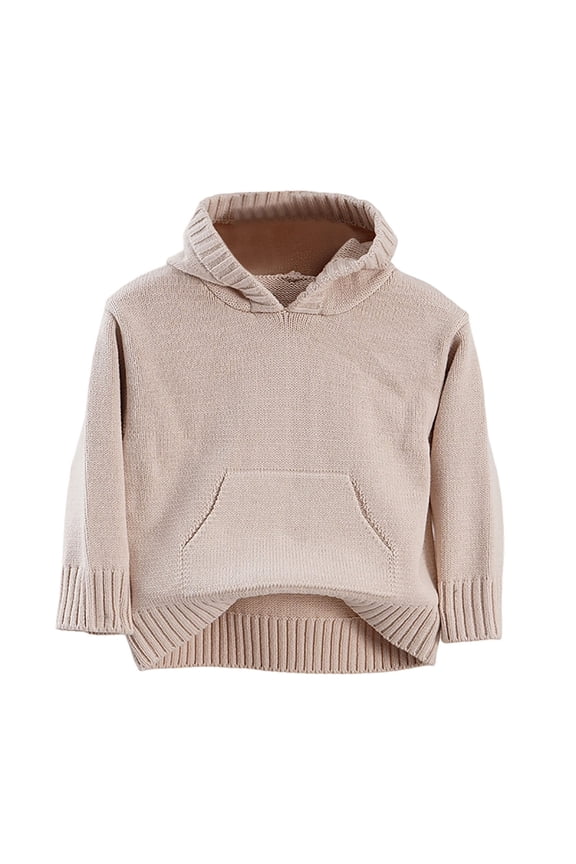 Girls Sweater Boys Hooded Knit Soft Casual Pullover Long Sleeve Comfortable Kids For Daily Wear And Outdoor Play With Warm Fleece And Adjustable Drawstring For A Cozy Fit Trendy Children Tops