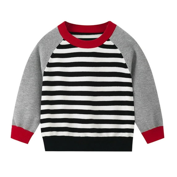 JIAYUE Girls Sweater Striped Long Sleeve O-Neck Soft Blend Kids Color Design Comfortable Knit Pullover For Boys Toddler Casual Wear Classic Children Tops