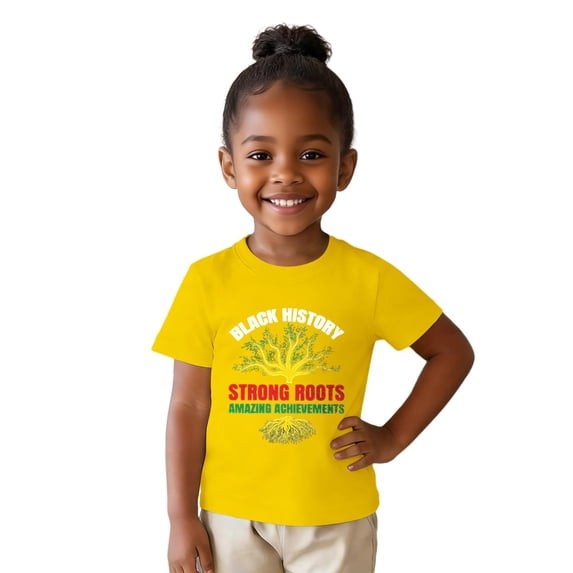 JIAYUE Girls T-Shirts O-Neck Empowering Graphic Tee Short Sleeve For Black Month Celebration Casual For Kids Youth Trendy Children Tops