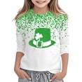 thumbnail image 1 of JIAYUE Girls T-Shirts St. Patrick's Day Clover Print Casual Tee Three Quarter Sleeve Crewneck Loose Fit For Kids Holiday Celebration Leisure Children Tops, 1 of 4