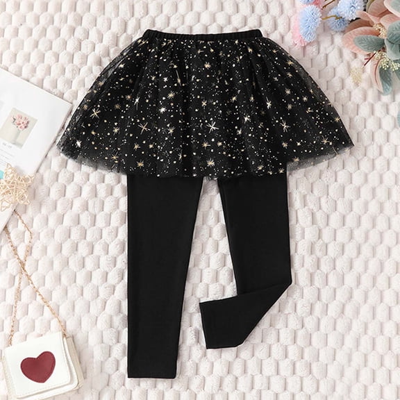 JIAYUE Girls Trousers Solid Color Jogger Lightweight Fake Two Pieces High Waist Pant With Tutu Skirt For Child Spring Fall Leggings