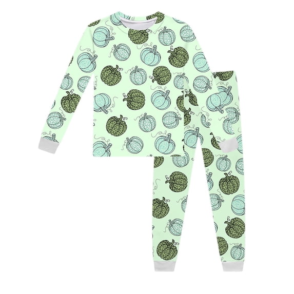 JIAYUE Girls Two Piece Sleepwear Set Soft Stretchy Long Sleeve Crew Neck Halloween Print Tops Jogger Pants Loose Fit Sleepwear Lightweight For Home Party Holiday Daily Loungewear