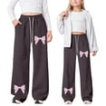 thumbnail image 1 of JIAYUE Girls Valentines Day Trousers Bowknot Print High Waisted Straight-Leg Long with Pockets Girlfriend Pants For Children Fashionable Slacks, 1 of 9