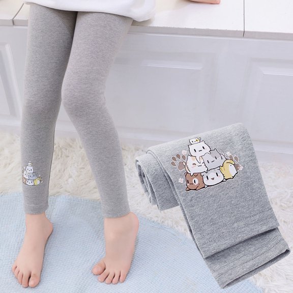 JIAYUE Girls Warm Slacks Cartoon Jogger Legging Cotton Elastic Joggers Mid Waisted For Children Casual Soft Pant
