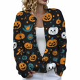 thumbnail image 1 of JIAYUE Halloween Cardigan for Women Loose Graphic Print Crew Neck Knit Sweater Long Sleeve Button Front Tops For Casual Holiday, 1 of 5