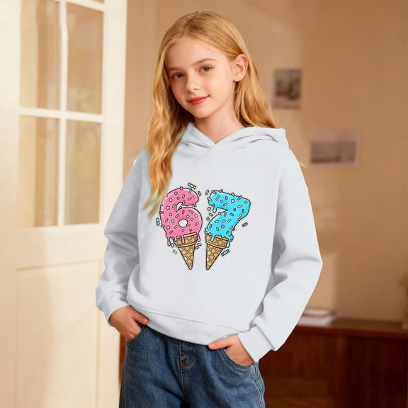 JIAYUE Hoodie Sweatshirts For Kids Boys Girls 67 Trendy Lightweight Pull-On Long Sleeve Cartoon Print Hooded Pullover For Child Cool Weather Hoodies