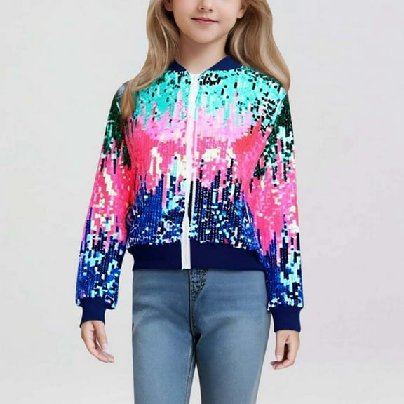 JIAYUE Jackets Coats For Girls Tie Dye Long Sleeve Hooded Zipper Windbreaker For Kids Cold Weather Soft Comfy Coat