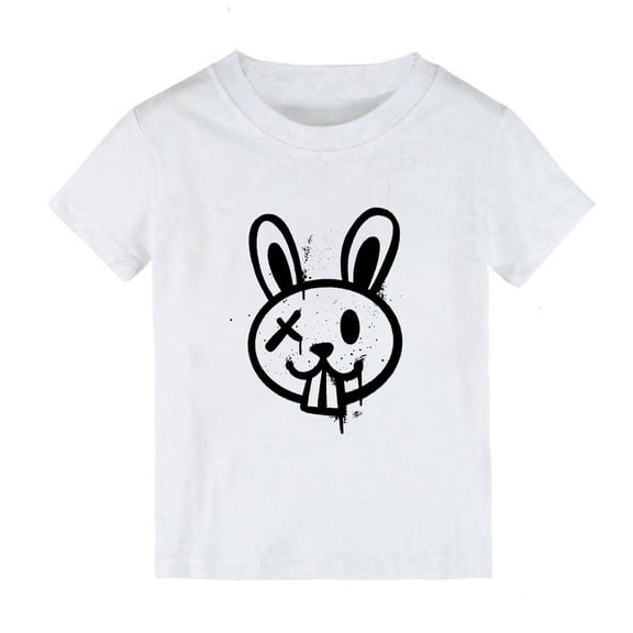 JIAYUE Kids Boys Girls Easter Tops Crew Neck Cartoon Print Short Sleeve Pull-On Classic Fit T Shirts For Kids Casual Tees