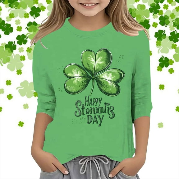 JIAYUE Kids Boys Girls Shirts St Patricks Day Tops Cartoon Short Sleeve Crew Neck Pull-On Classic Fit T Shirt For Kids Breathable Seasonal Layered