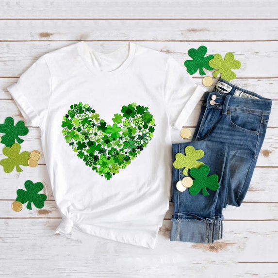 JIAYUE Kids Boys Girls St Patricks Day Tops Cartoon Print Short Sleeve Crew Neck Pull-On Lightweight T Shirt Tops For Toddler Urban Comfortable Tops