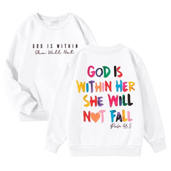 JIAYUE Kids Boys Girls Sweatshirts Long Sleeve Letter Print Crew Neck Lightweight Pullover For Child Layering Tops