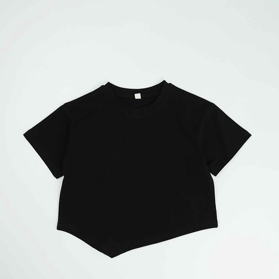 JIAYUE Kids Boys Girls Tops Solid Color Short Sleeve Crew Neck Pull-On Classic Fit T Shirts For Child Stylish Fashion Clothing