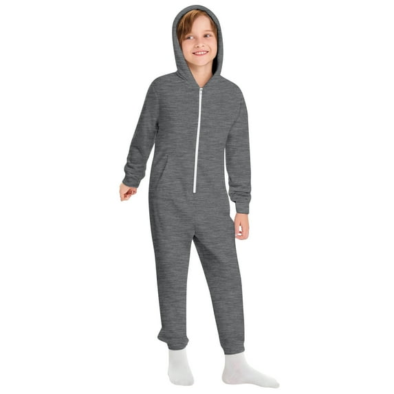 JIAYUE Kids Celebration Jumpsuit Solid Color Long Sleeve Hooded Zipper Onesie For Toddler Festival Adorable Wear