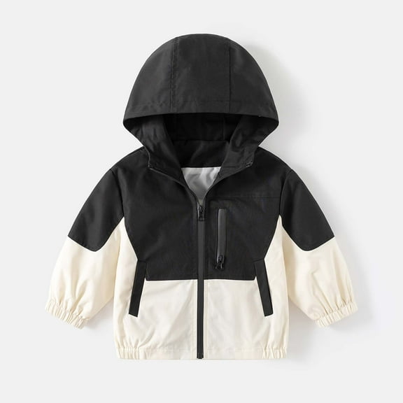 JIAYUE Kids Outerwear Jackets Color Block Zipper Hooded Windproof For Boys Girls All Weather Wear