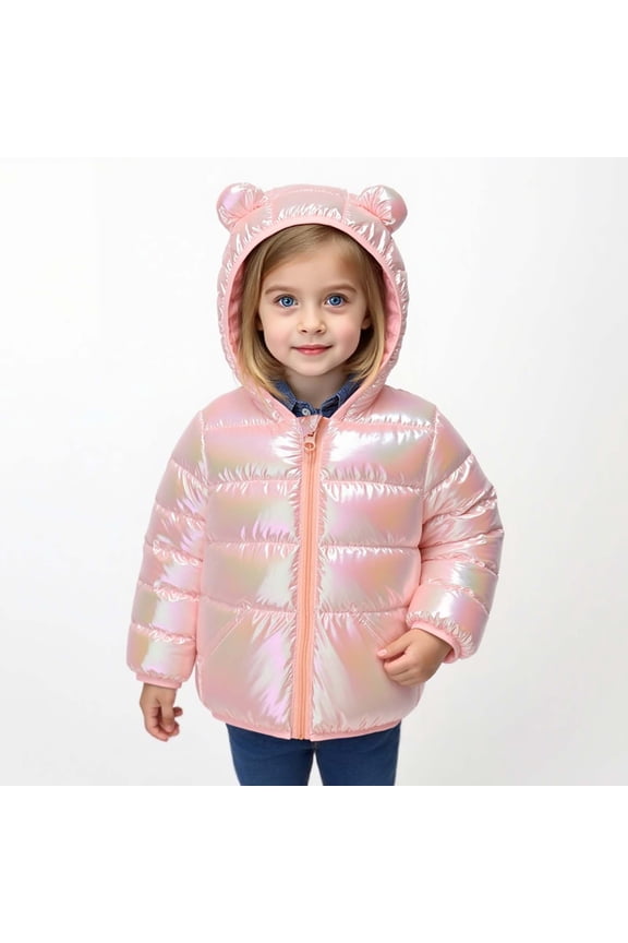 Kids Outerwear Jackets Long Sleeve Zipper Color Shift Cartoon Animal Ears Hooded Warm For Children Playful Casual Wear