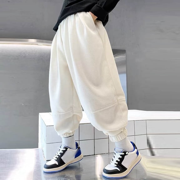 JIAYUE Kids Pants Boys Girls Solid Color Snug Warmth Taper Joggers Mid Waisted For Children Casual Soft Trousers