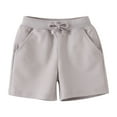 thumbnail image 1 of JIAYUE Kids Shorts Boys Girls Casual Relaxed Fit Solid Color Summer Drawstring Holiday Sport Cozy Breathable Children Beach Bottoms, 1 of 4