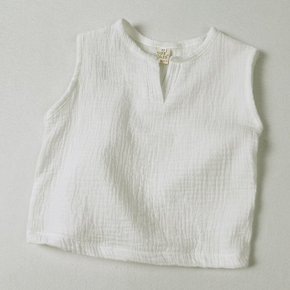 JIAYUE Kids Tank Tops For Boys Girls Notch Neck Solid Color Sleeveless Pull-On Vests For Toddler Everyday Tops