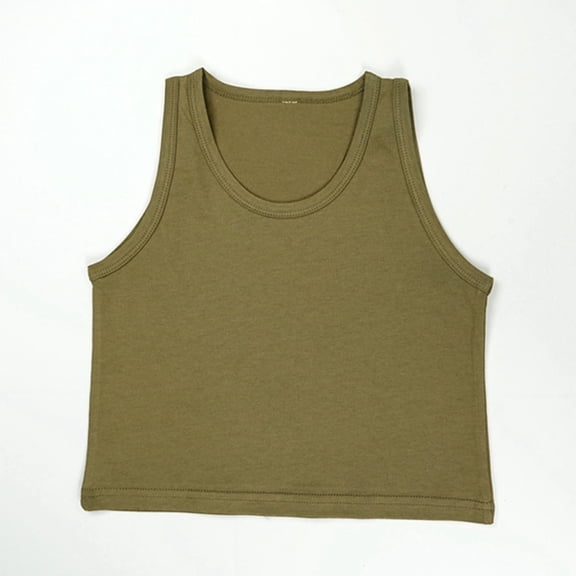 JIAYUE Kids Tank Tops For Boys Girls Solid Color Sleeveless Crew Neck Pull-On Vests Muscle For Children Layering Tops