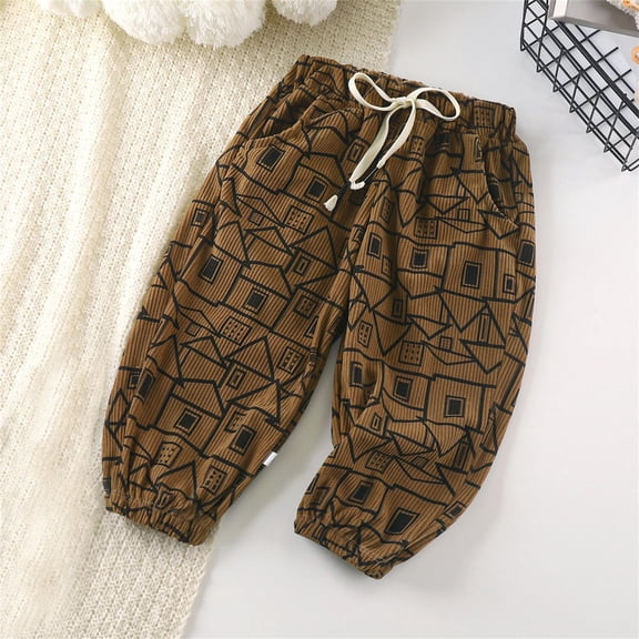 JIAYUE Kids Trousers Boys Girls Full Printed Pants Loose Sweatpants Palazzo Mid Waisted For Toddler Casual Soft Trousers