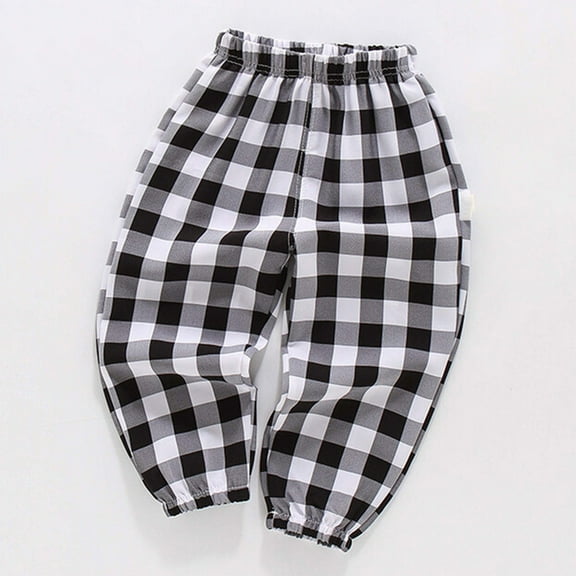 JIAYUE Kids Trousers Boys Girls Plaid Loose Sweatpants Joggers Mid Waisted For Children Cool Weather Pants