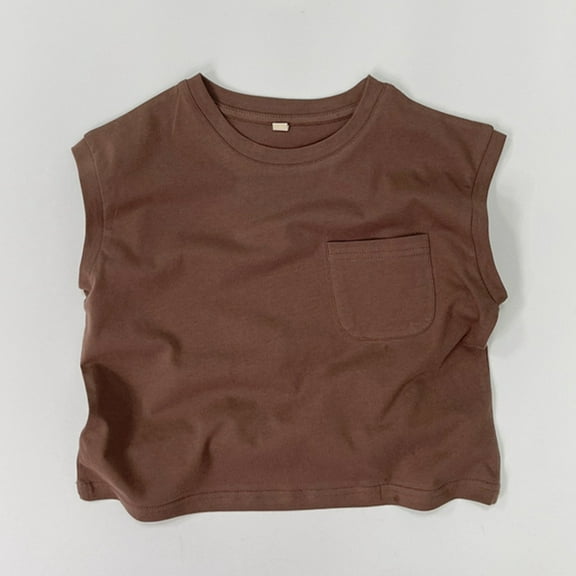 JIAYUE Kids Vests Boys Girls Tank Tops Crew Neck Solid Color Sleeveless Pull-On Sports Wear Muscle For Toddler Casual Clothing