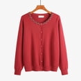 thumbnail image 1 of JIAYUE Knit Cardigan for Women Stylish Round Neck Button Beaded Detail Versatile Design For Ladies Chic Outerwear Clothing, 1 of 9