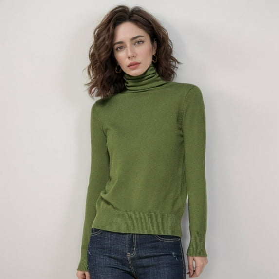 JIAYUE Knit Sweater For Women Solid Color Long Sleeve Drop Shoulder Turtleneck Relaxed Fit Knitwear Pullover For Fall Winter Fashionable Base Layer