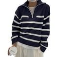 thumbnail image 1 of JIAYUE Knit Sweater For Women Striped Long Sleeve Drop Shoulder Collared Relaxed Fit Half Zip Pullover For Women Cozy Elegant Homewear, 1 of 3