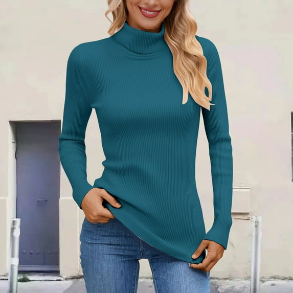 JIAYUE Knit Sweaters for Women High Neck Pullover Turtleneck Long Sleeve Soft Warm Solid Color For Ladies Comfortable Seasonal Clothing