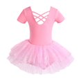 thumbnail image 1 of JIAYUE Leotard Tops for Girls Short Sleeve Solid Color Stretchy Comfortable For Toddler Dance Class Attire, 1 of 3