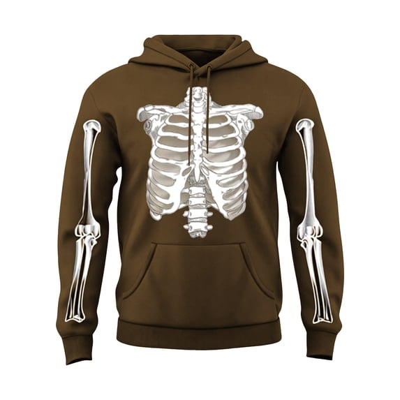 JIAYUE Men Halloween Sweatshirt Skeleton Graphic Print Baggy Pullover Hoodies for Fall Holiday Daily Activities