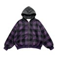 thumbnail image 1 of JIAYUE Men Zip Up Hoodie Stylish Plaid Color Block Oversize Long Sleeve With Pocket Sweatshirt Outerwear for Daily Commute, 1 of 5