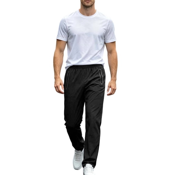 JIAYUE Men's Pants Lightweight Breathable Elastic Waistband Zipper Side Pockets Adjustable Ankle Running Trousers Sportswear For Cycling Workout Outdoor Walking Wear