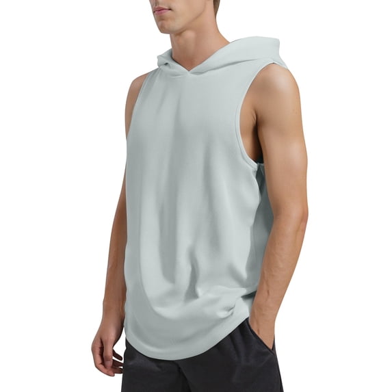 JIAYUE Men's Summer Tank Tops Casual Sports Gym Vacation Solid Color Loose Comfortable Sleeveless Hooded Versatile Muscle Tops For Everyday Wear