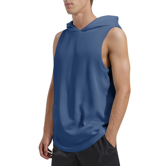 JIAYUE Men's Summer Tank Tops Casual Sports Gym Vacation Solid Color Loose Comfortable Sleeveless Hooded Versatile Muscle Tops For Everyday Wear