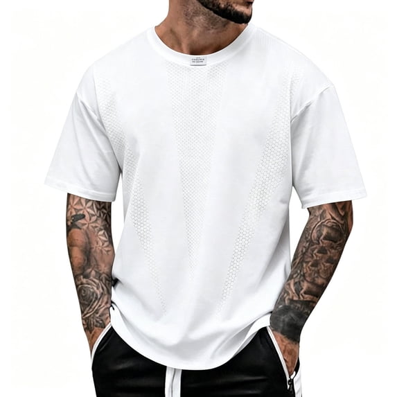 JIAYUE Men's T Shirt Summer Ice Silk Mesh Solid Color Short Sleeve Loose Fit Crew Neck Sports Tops Breathable Activewear For Seniors For Male