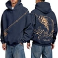 thumbnail image 1 of JIAYUE Mens Hoodie Drawstring Hooded Fishing Graphic Long Sleeve Pullover Tops Front Pocket Loose Sweatshirt for Light Activity Wear, 1 of 5