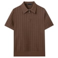 thumbnail image 1 of JIAYUE Mens Polo Shirts Classic Short Sleeve Knit Blend Casual Summer Textured Versatile Solid Color Breathable Turndown Collar For Business Daily Wear Comfortable Tops For Men, 1 of 5