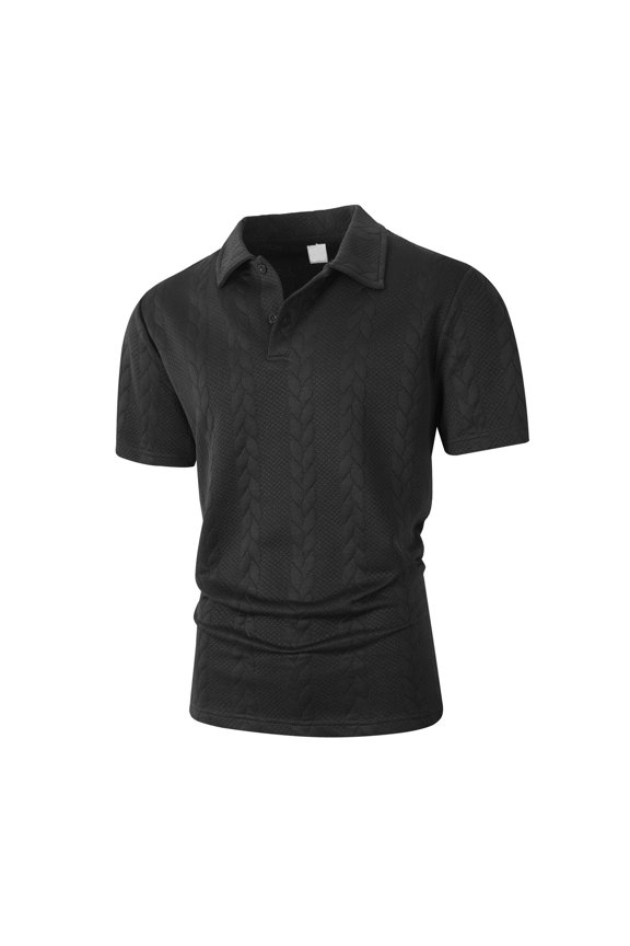 Mens Polo Shirts Summer Turndown Collar Short Sleeve Casual Solid Color acquard Fashion Textured Versatile Breathable Sport Tops