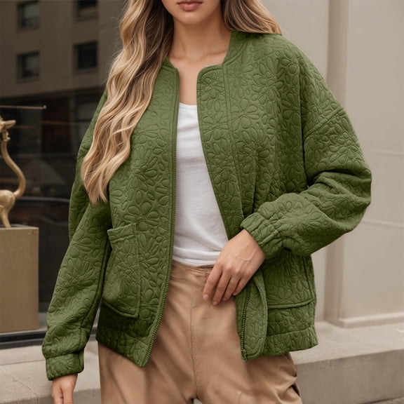 JIAYUE Outerwear Jacket For Women Solid Color Long Sleeve Relaxed Fit Button Front Sport Style Cardigan For Autumn Winter Elegant Outerwear