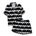 thumbnail image 1 of JIAYUE Pajamas For Girls Pajamas Set Comfort Short Sleeve Cute Print Turndown Collar Buttons Tops And Elastic Waist Shorts For Relaxed Halloween Theme Home Loose Fit Sleepwear,2-3 Years, 1 of 4