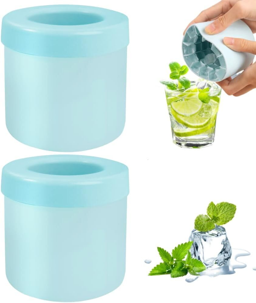 JIAYUEZHAO Silicone Ice Cube Maker Cup 2PCS, 60-Cube Portable Ice Mold ...