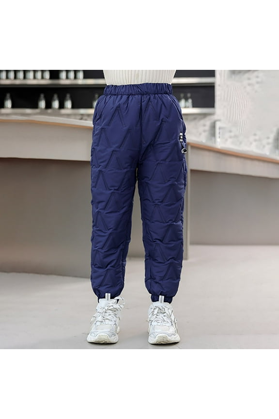 Ski Pants For Boys Girls Solid Color Snug Warmth Taper Joggers Mid Waisted For Children Snow Comfy Cozy Dailywear