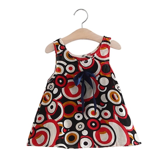 JIAYUE Spring Dresses For Kids Girls Sleeveless Floral Square Neckline Mid Length with Bow Front Sundress For Toddler Breathable Casual Wear