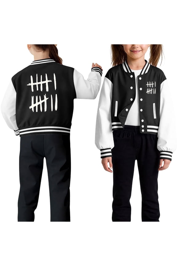 Spring Fall Jackets For Boys Girls Printed Long Sleeve Collared Button Style Lightweight Sport For Children Casual Sportswear